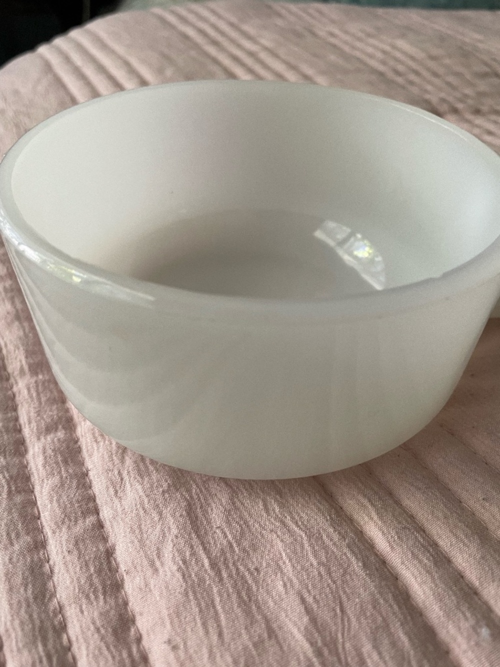 Vintage Glasbake 2711 milk glass soup mug or bowl,